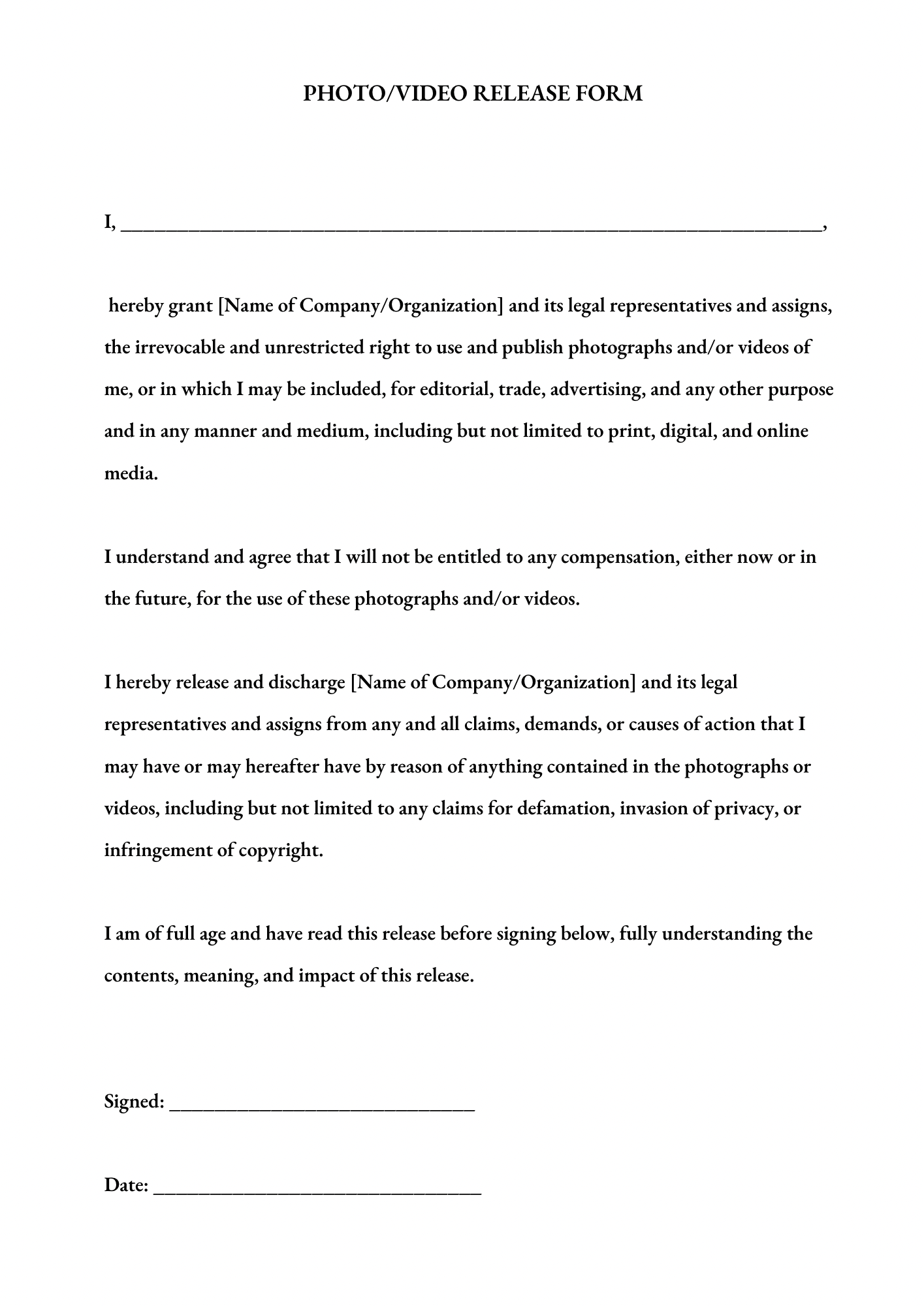 FREE DOCUMENT -PHOTO /VIDEO RELEASE FORM for practitioners .