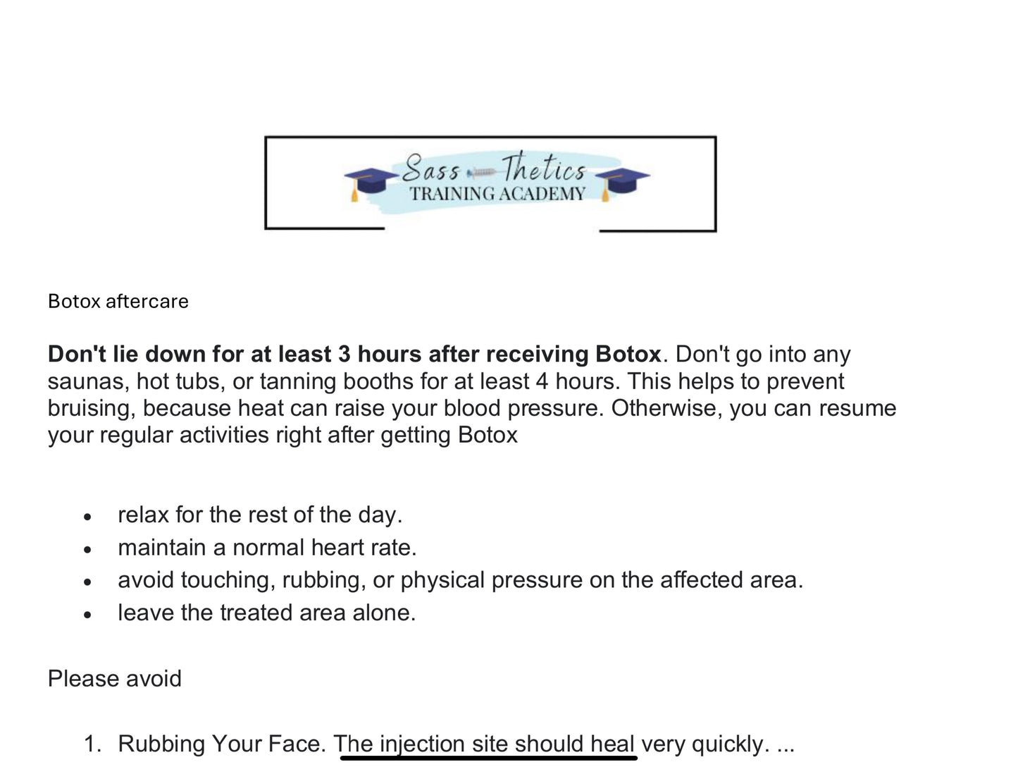 FREE DOCUMENT. TOXIN AFTER CARE FORM .EDIT THEM ACCORDINGLY