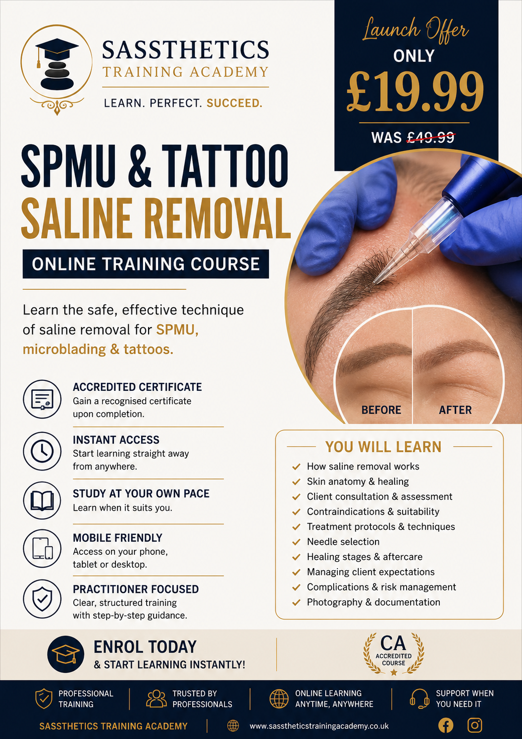 SPMU & Tattoo Saline Removal Online Training Course | Accredited PMU Removal Training