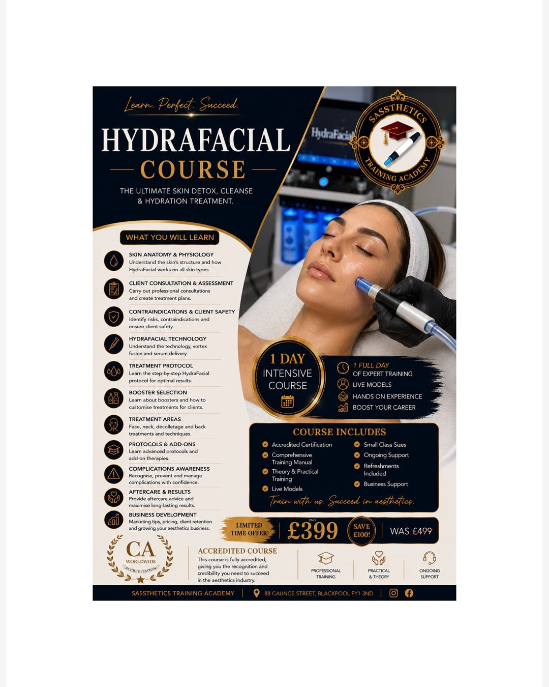 Hydro Facial  Training Course. 24th April   2026.Pay 50% today.