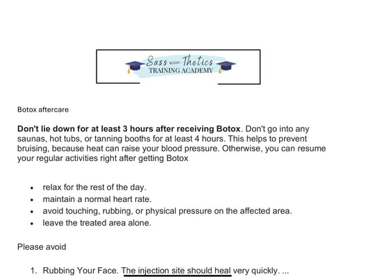 FREE DOCUMENT. TOXIN AFTER CARE FORM .EDIT THEM ACCORDINGLY
