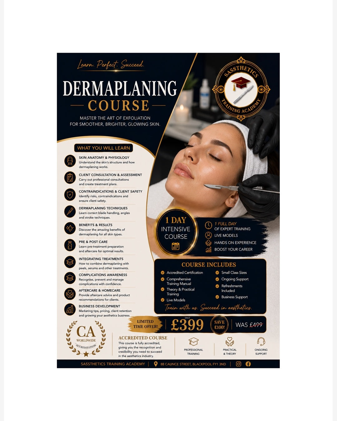 Dermaplaning  Training Course. 8th May 2026.Pay 50% today.