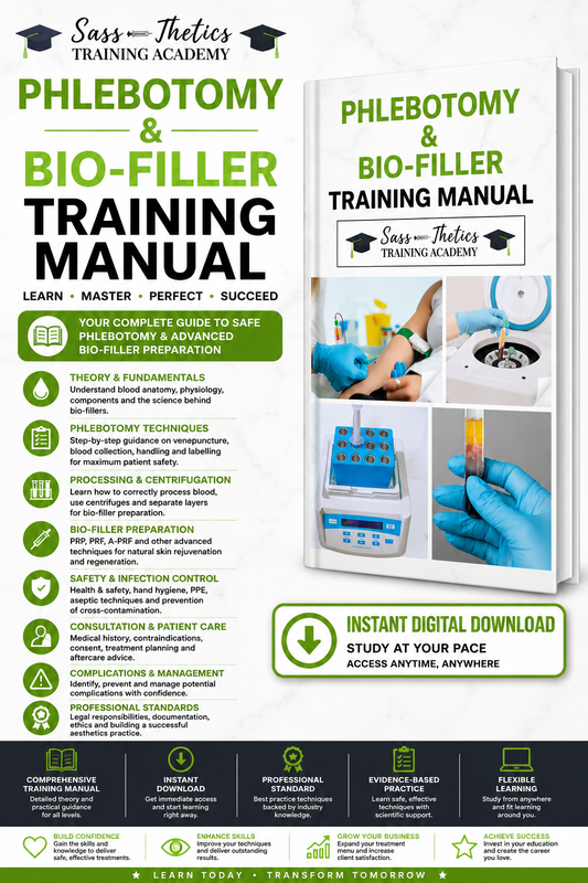 IMMEDIATE DOWNLOAD Phlebotomy ,PRP , Bio Filler Training Manual  & APPROVED TEACHING PLAN