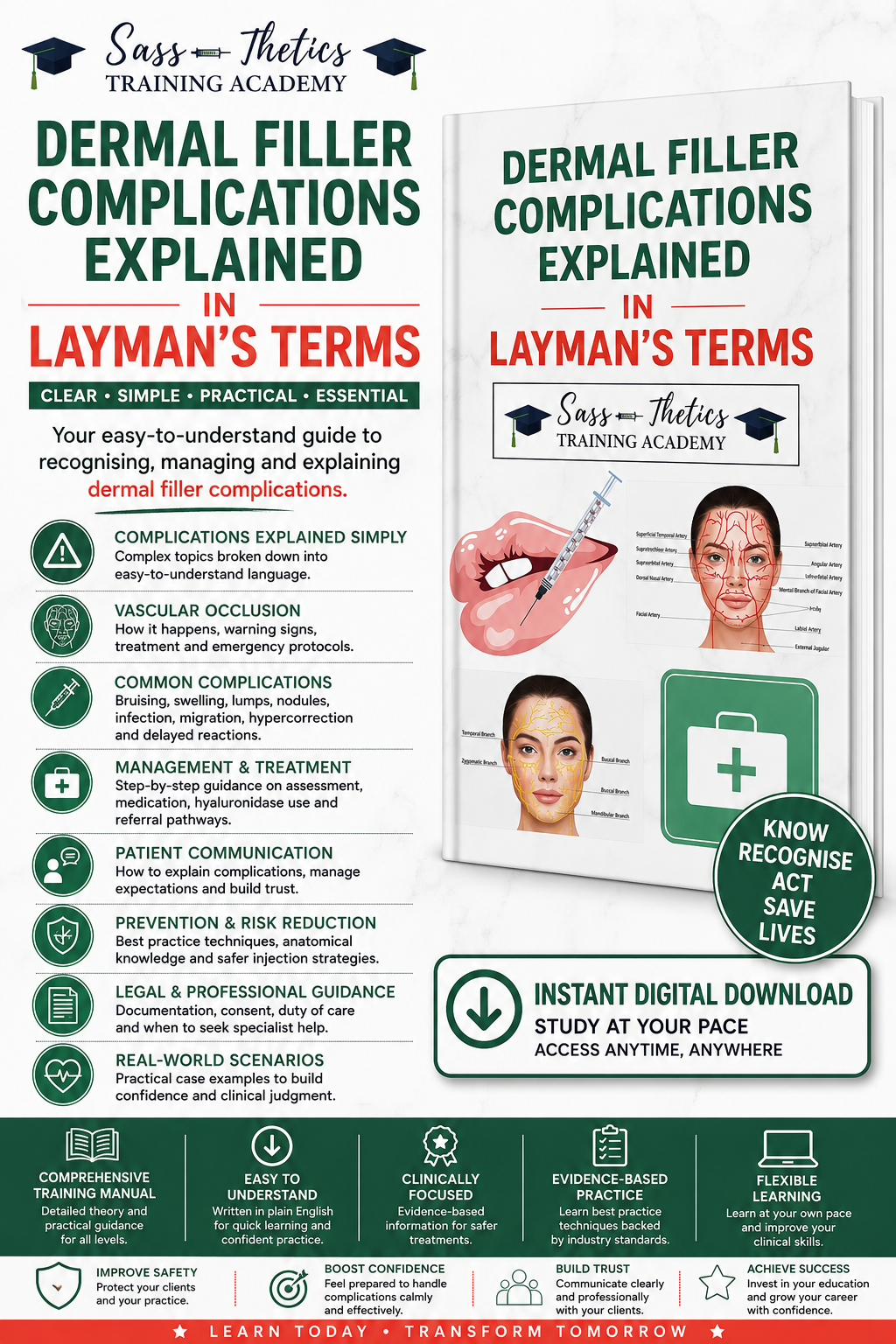 IMMEDIATE DOWNLOAD . Dermal Filler Complications -EXPLAINED IN LAYMAN'S TERMS . 48 Page Manual written in easy to undestand context .