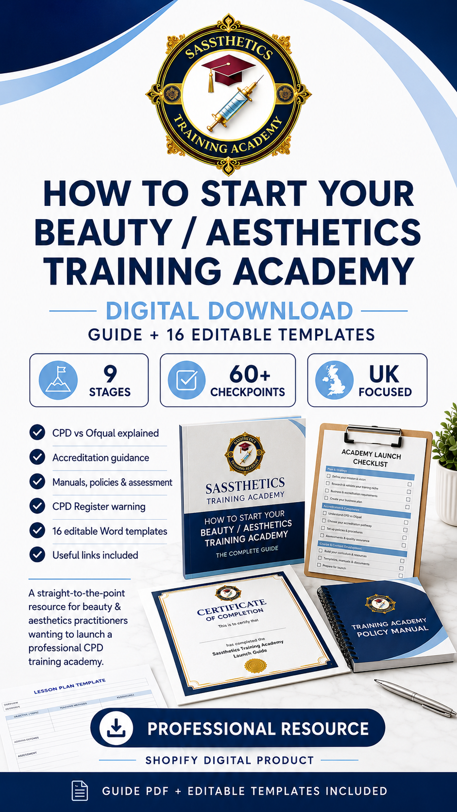 How to Start Your Beauty / Aesthetics Training Academy – Guide + 16 Editable Templates