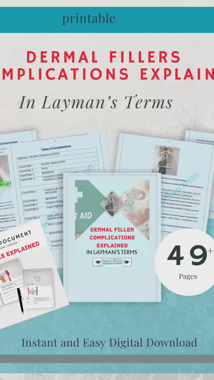 IMMEDIATE DOWNLOAD . Dermal Filler Complications -EXPLAINED IN LAYMAN'S TERMS . 48 Page Manual written in easy to undestand context .